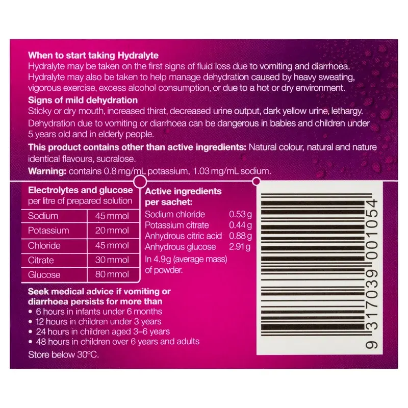 Hydralyte Electrolyte Powder Apple Blackcurrant 10 Pack