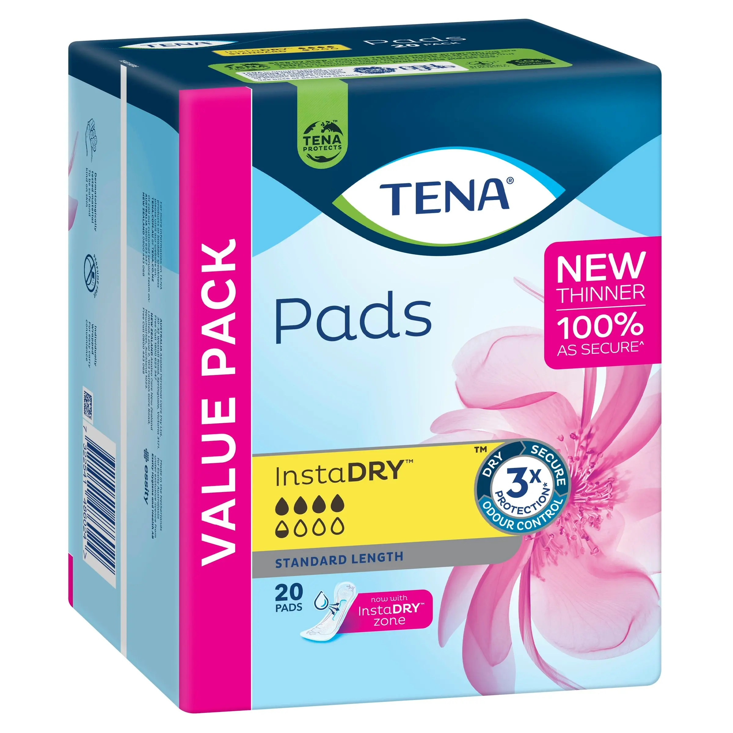 TENA Pads InstaDRY Standard Length 20 Pads