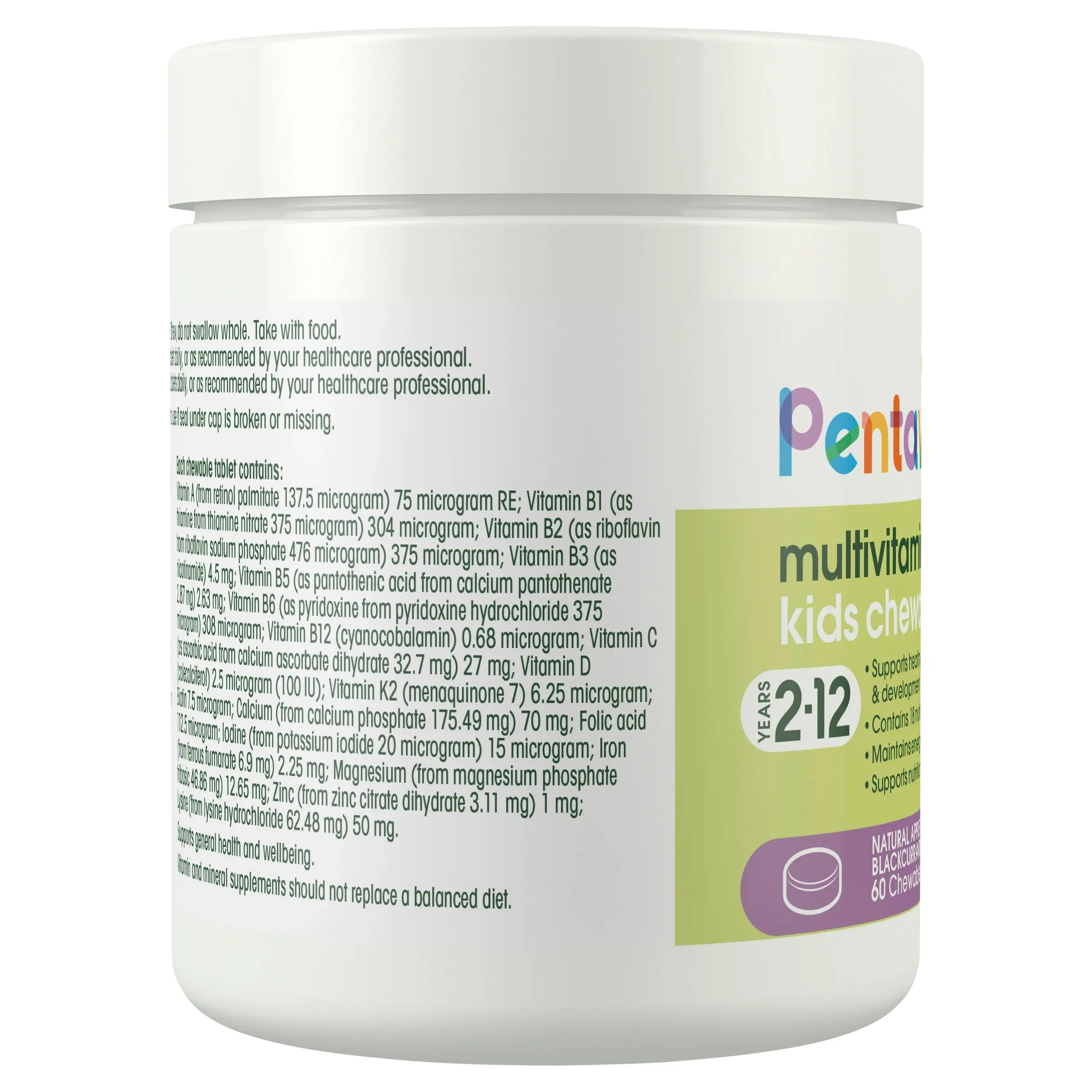 Pentavite Multivitamin + Iron Kids Chewables 60 Chewable Tablets