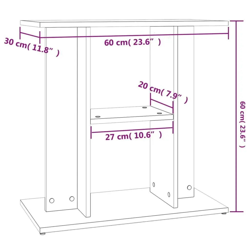 Aquarium Stand White 60x30x60 cm Engineered Wood 833567