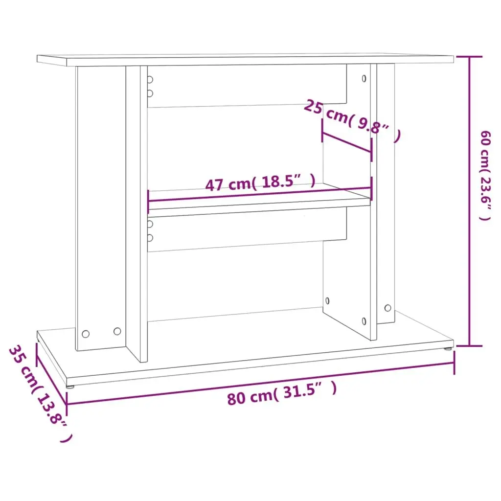 Aquarium Stand White 80x35x60 cm Engineered Wood 833575