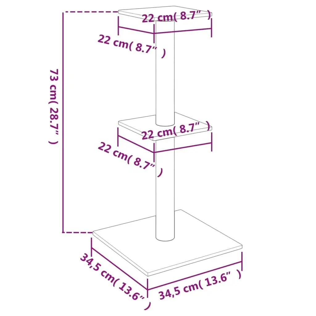 Cat Tree with Sisal Scratching Posts Light Grey 73 cm 172035