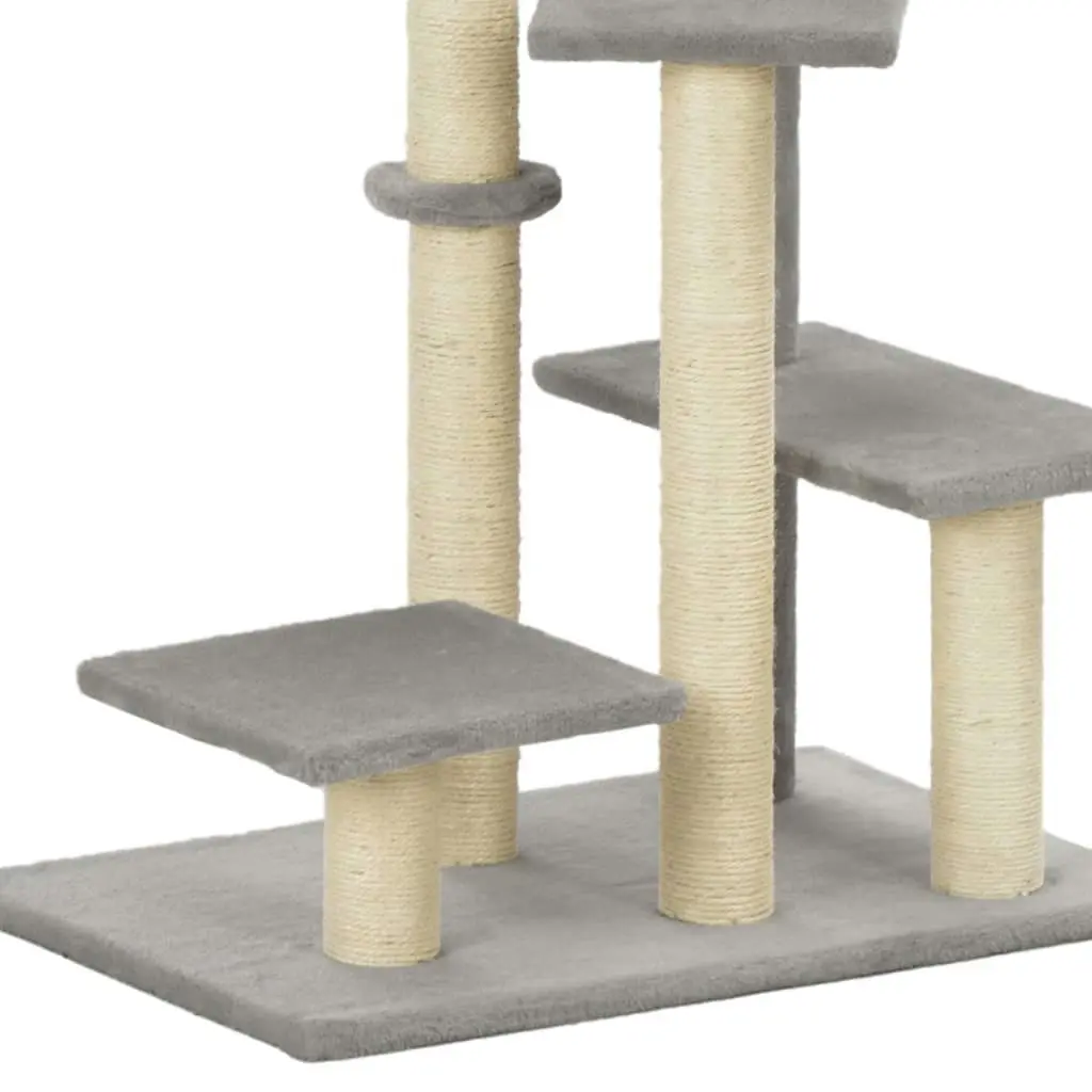 Cat Tree with Sisal Scratching Post Grey 125 cm 170708