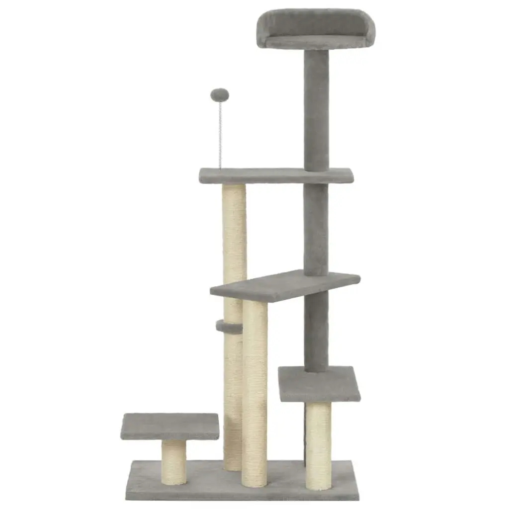 Cat Tree with Sisal Scratching Post Grey 125 cm 170708