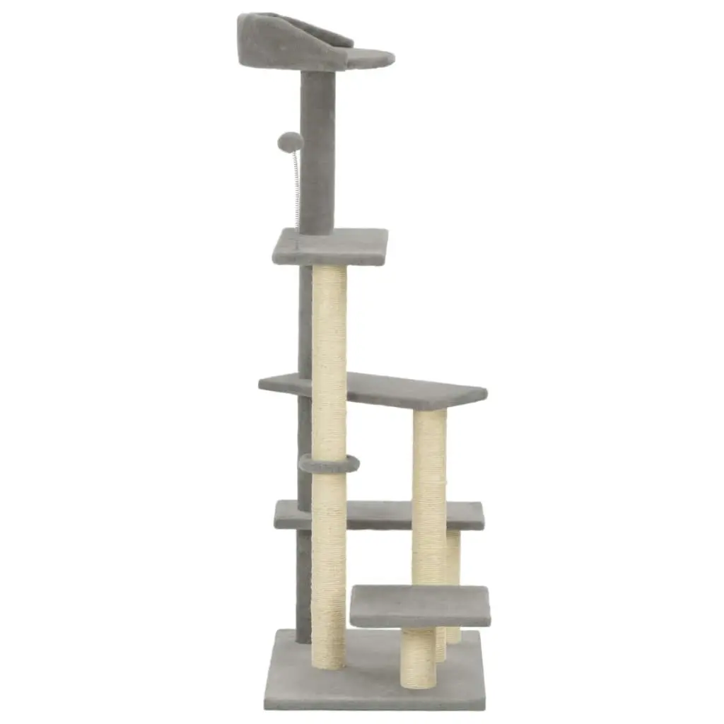 Cat Tree with Sisal Scratching Post Grey 125 cm 170708