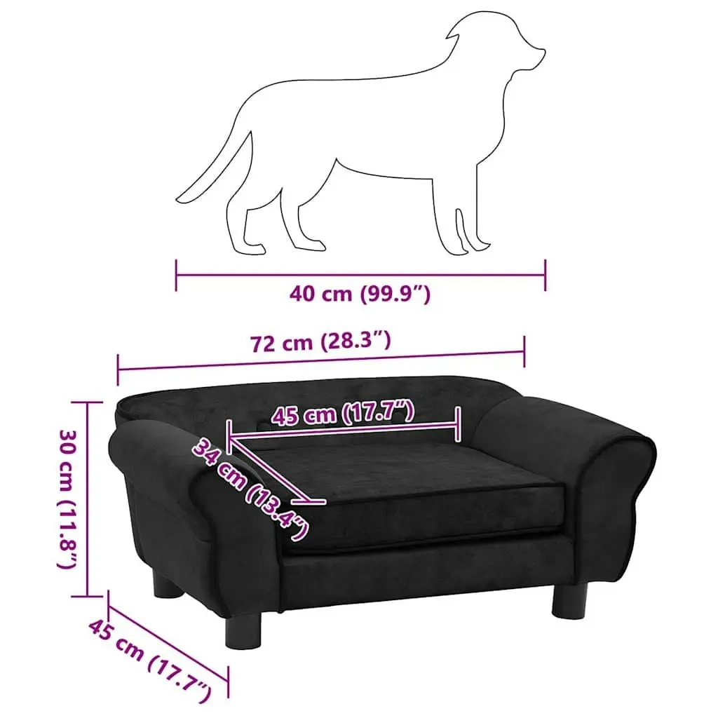 Dog Sofa Black 72x45x30 cm Plush 171038