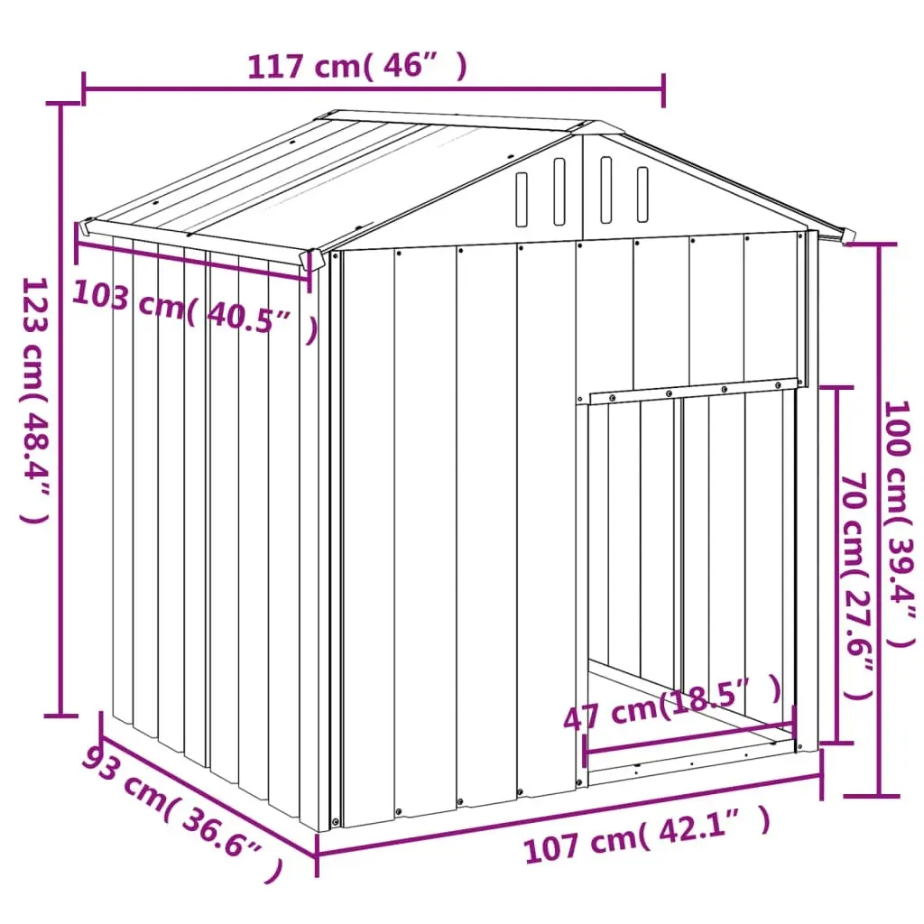 Dog House with Roof Anthracite 117x103x123 cm Galvanised Steel 172349