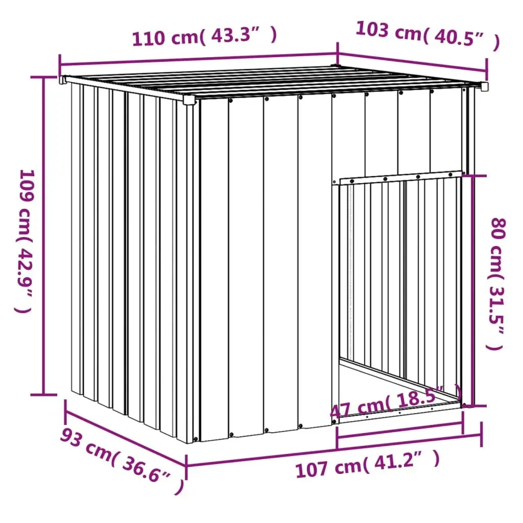 Dog House with Roof Anthracite 110x103x109 cm Galvanised Steel 172355