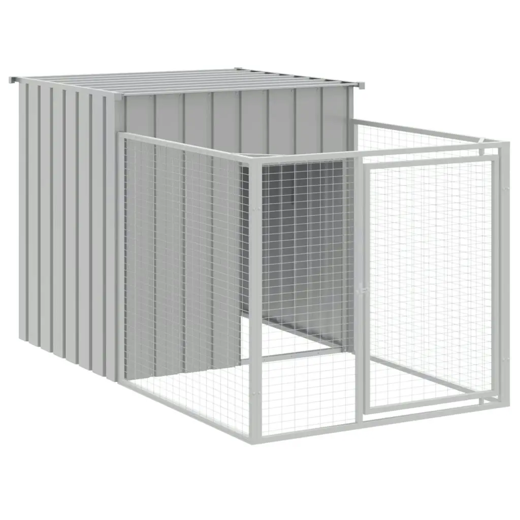 Dog House with Run Light Grey 110x1017x110 cm Galvanised Steel 3189087