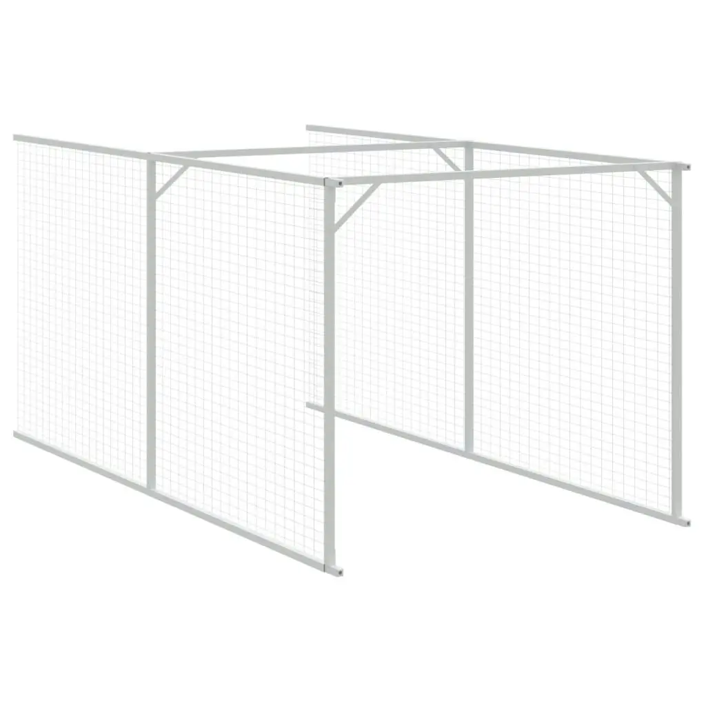 Dog House with Run Light Grey 110x405x110 cm Galvanised Steel 3189084