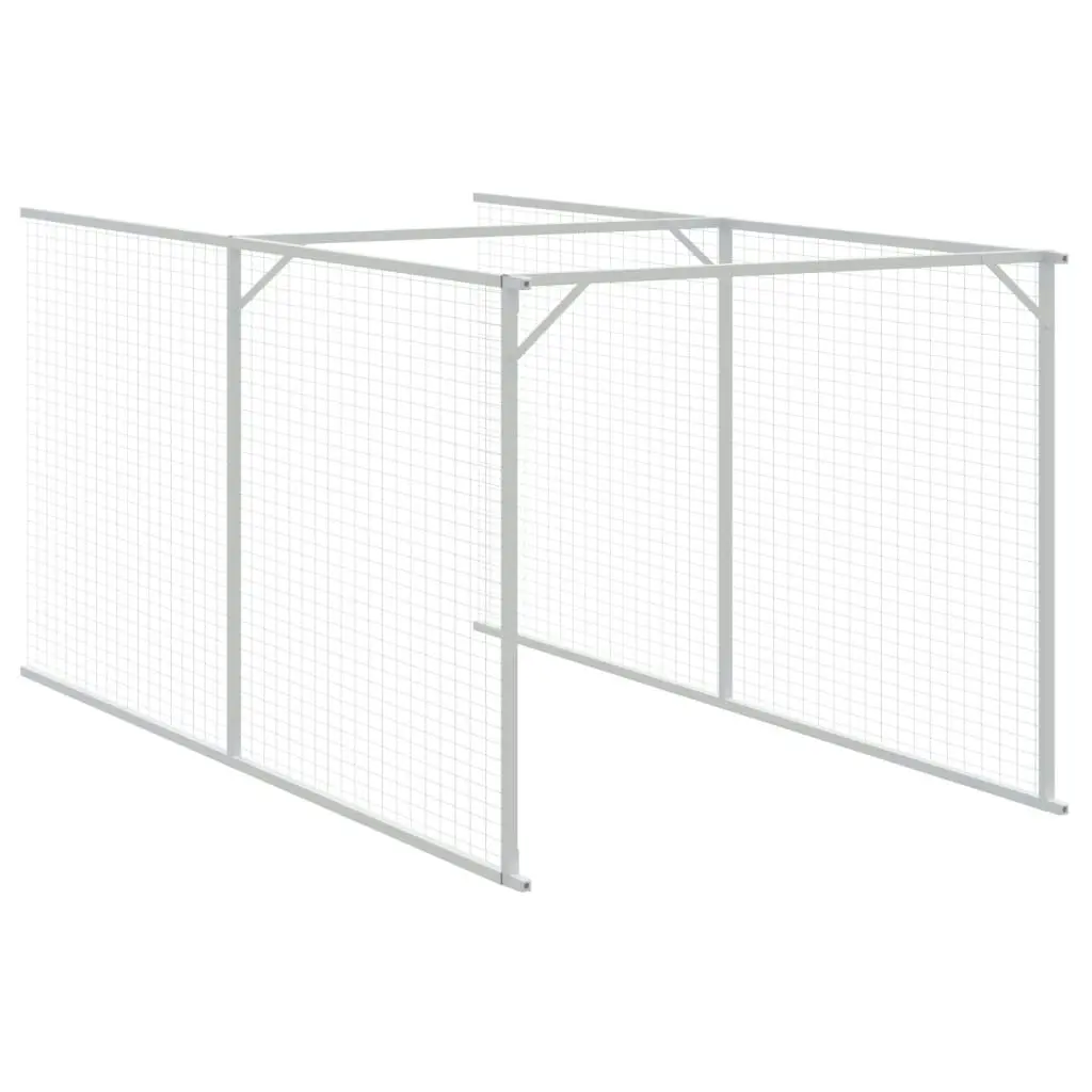 Dog House with Run Light Grey 110x1221x110 cm Galvanised Steel 3189088