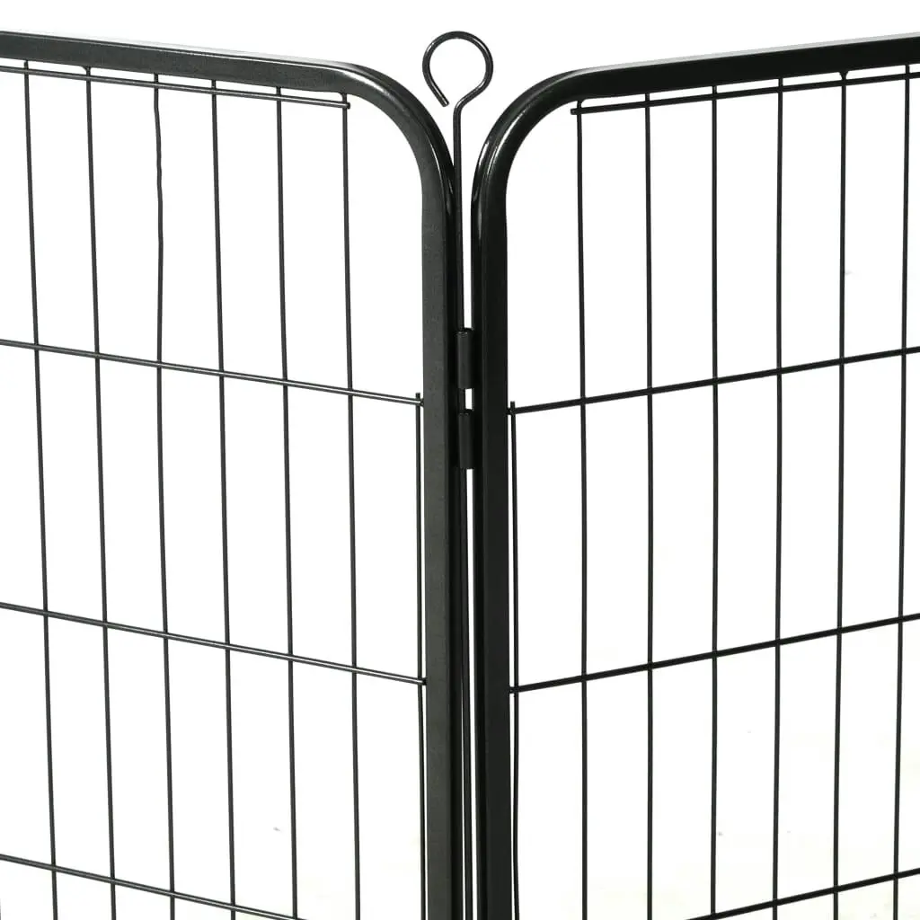 Dog Playpen 16 Panels Steel 80x80 cm Black 275491