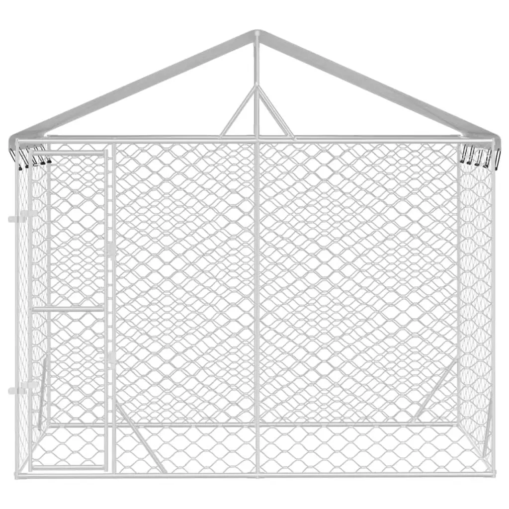 Outdoor Dog Kennel with Roof Silver 3x1.5x2.5 m Galvanised Steel 153680