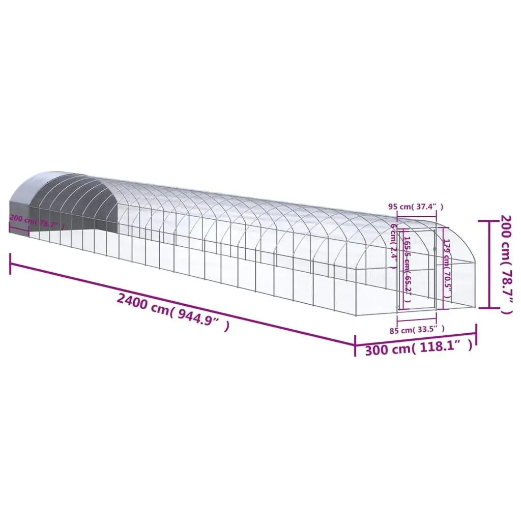 Outdoor Chicken Coop 3x24x2 m Galvanised Steel 3095480