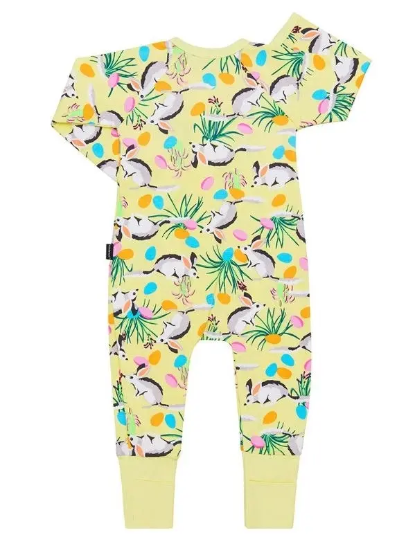 3X Bonds Wondersuit Baby 2-Way Zip Coverall Yellow With Rabbit