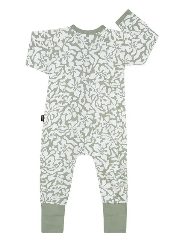 2 x Bonds Baby 2-Way Zip Wondersuit Coverall Olive Floral