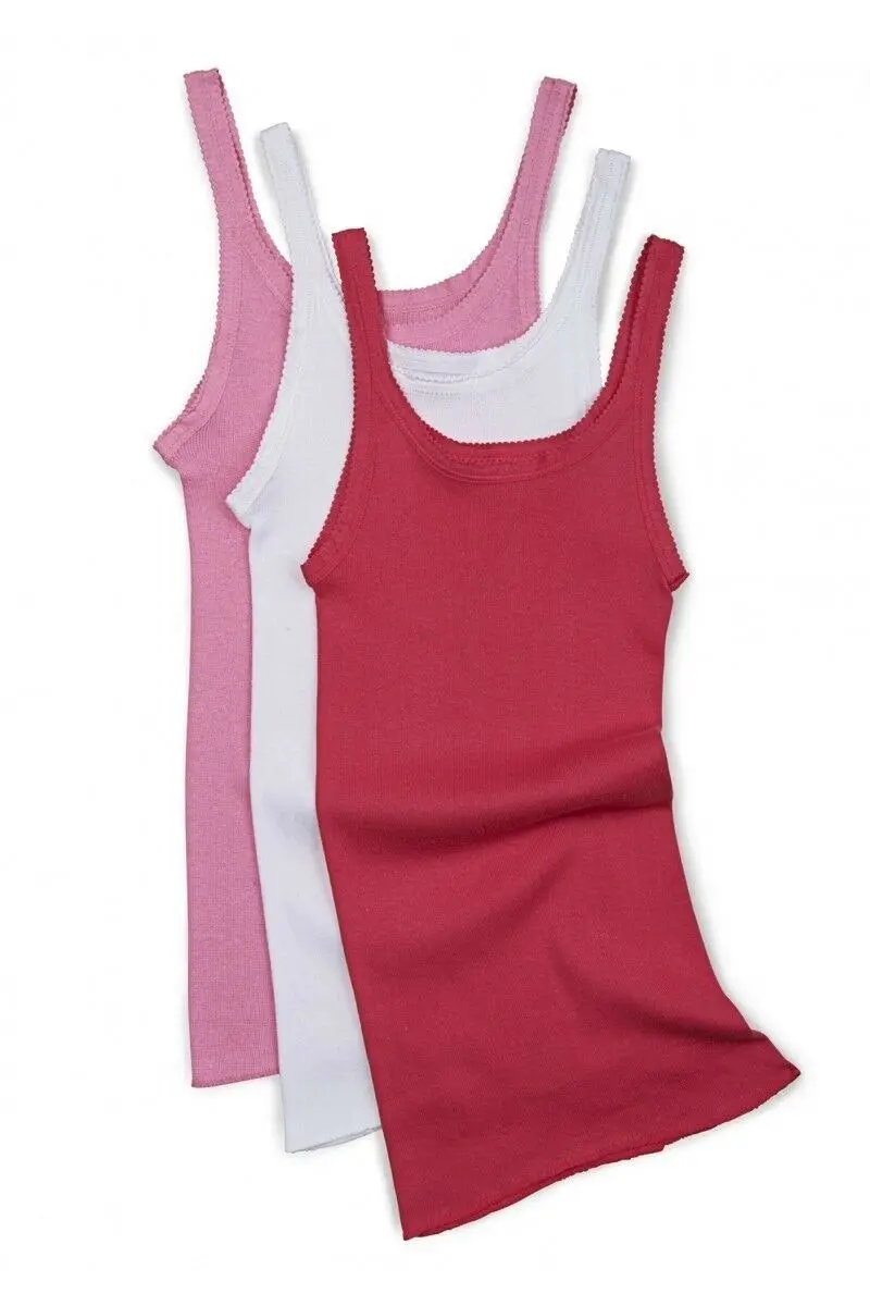 6 Pack X Bonds Girls Singlet Cotton Vest Chesty Pink White Kids Underwear