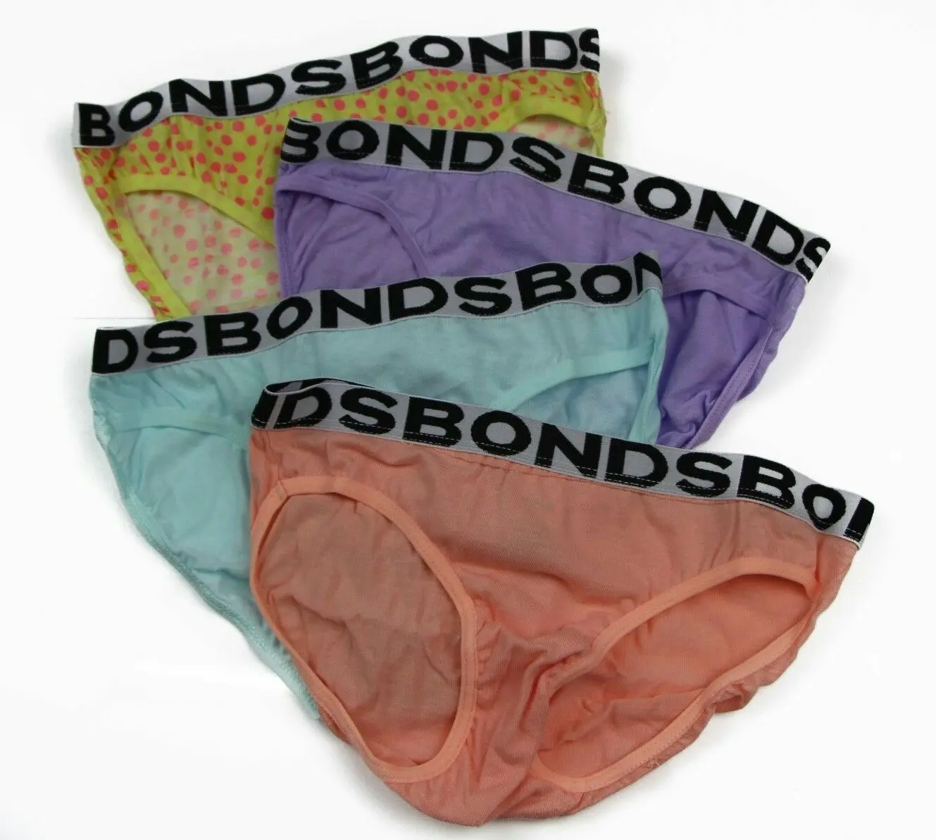 Bonds Girls 4 Pairs Underwear Briefs Undies Pink Blue Red White Black Blue