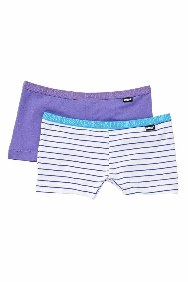 New Girls Kids Bonds 2 Pack Hipster Bikini Shorties Shorts Cotton Netball School