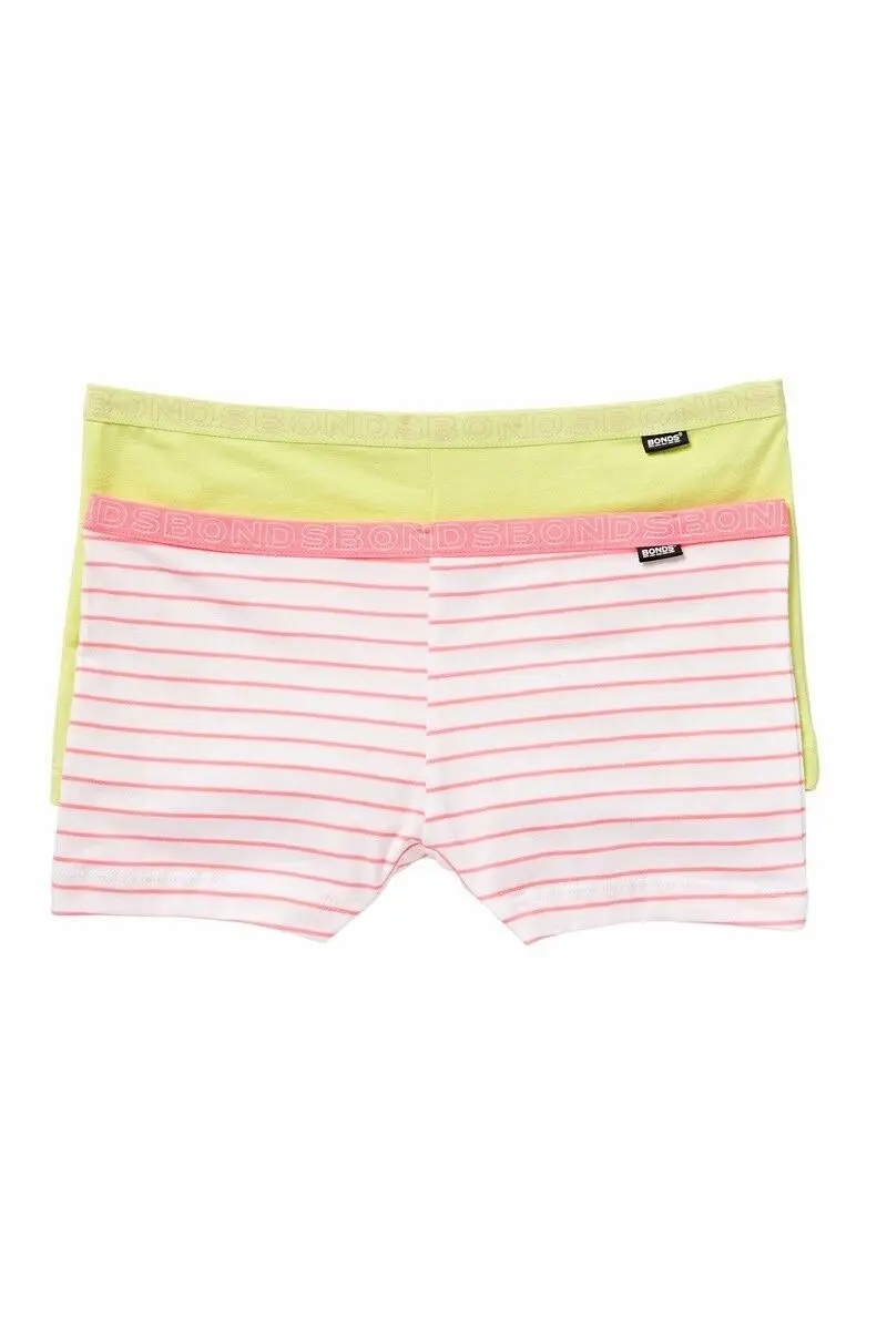 New Girls Kids Bonds 2 Pack Hipster Bikini Shorties Shorts Cotton Netball School