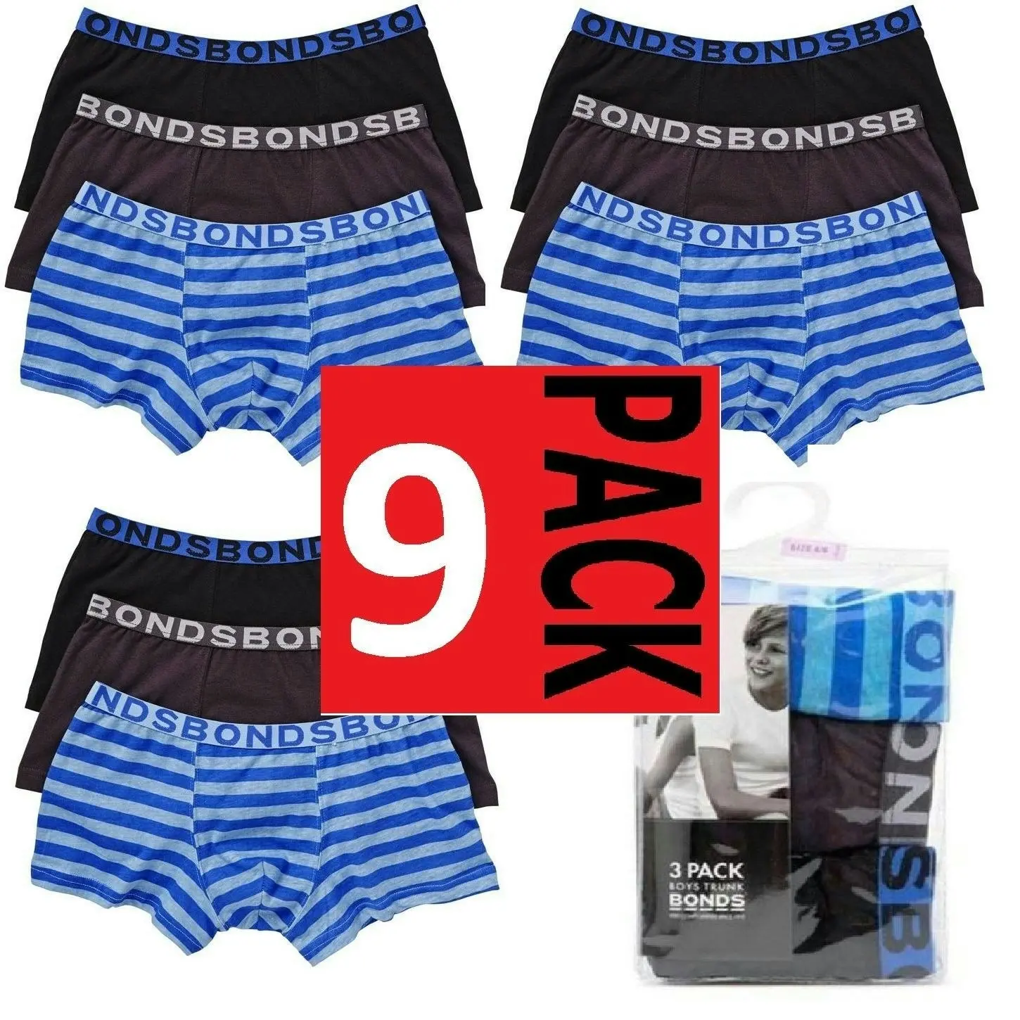 Boys Bonds Kids Underwear Bulk 9 Pairs Trunks Trunk Boyleg Boxer Shorts Multipack