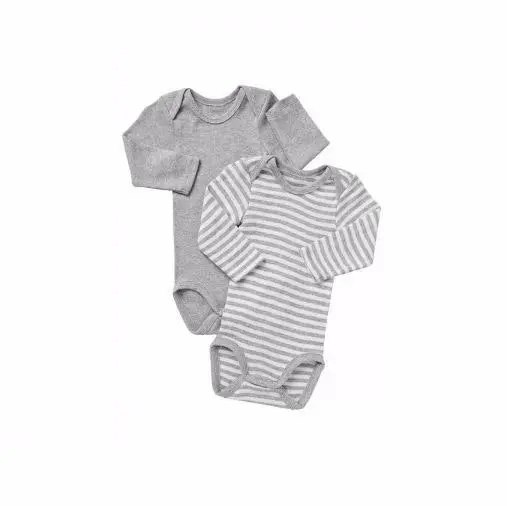 Bonds Baby 2 Pack White Grey Long Sleeve Bodysuit Jumpsuit