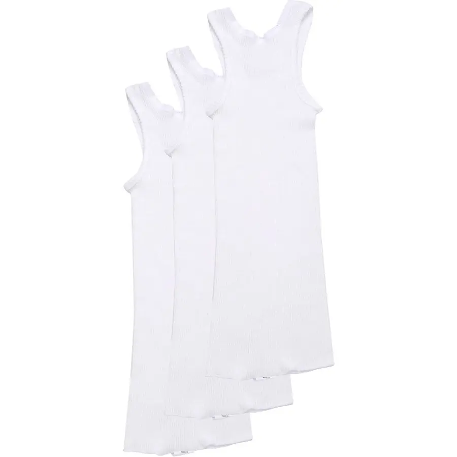 3 Pack X Bonds Baby Ribbed Singlets Vest White