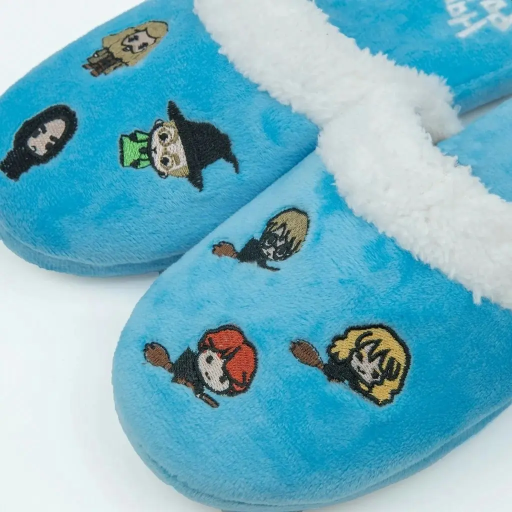 2 x Kids Boys Girls Harry Potter & Friends Hogwarts Kawaii Slippers Light Blue