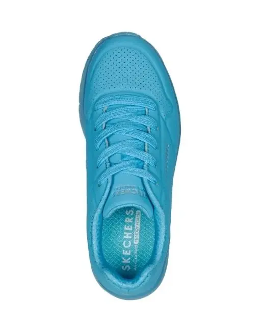 Girls Skechers Uno Ice Aqua Comfy Kids Running Shoe