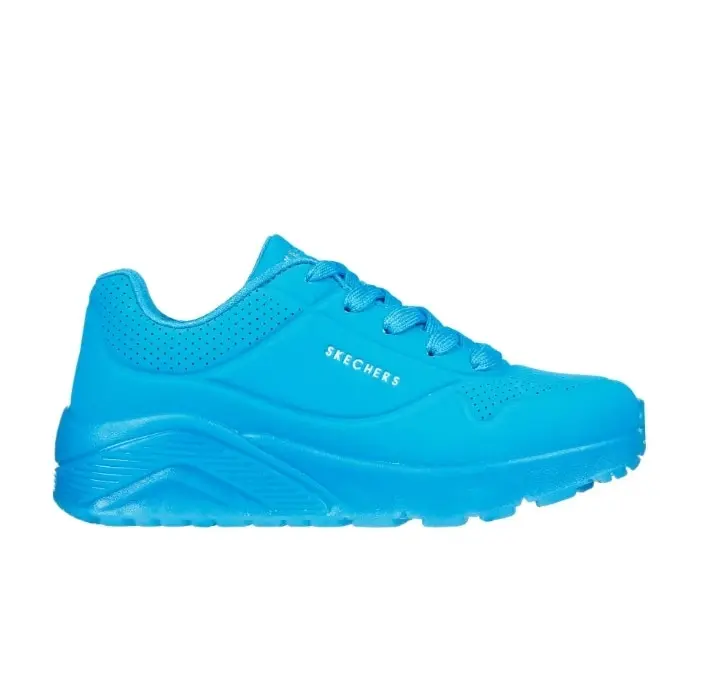 Girls Skechers Uno Ice Aqua Comfy Kids Running Shoe