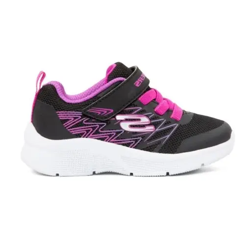 Kids Skechers Microspec Bold Delight Black/Hot Pink Infant Girls Sneakers