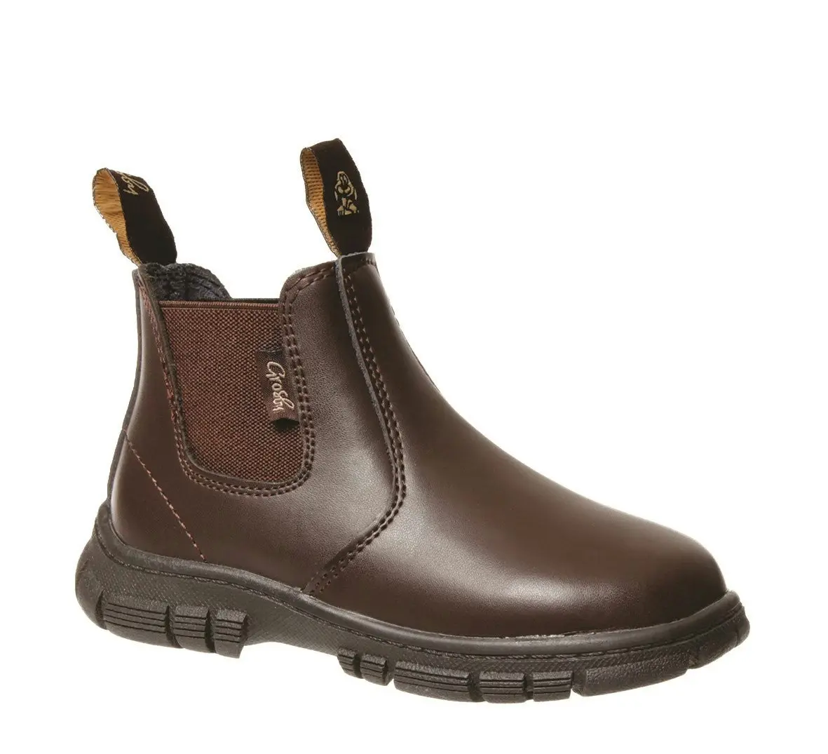 New Grosby Ranch Junior Boys Boots Brown School Leather Slip On Shoes