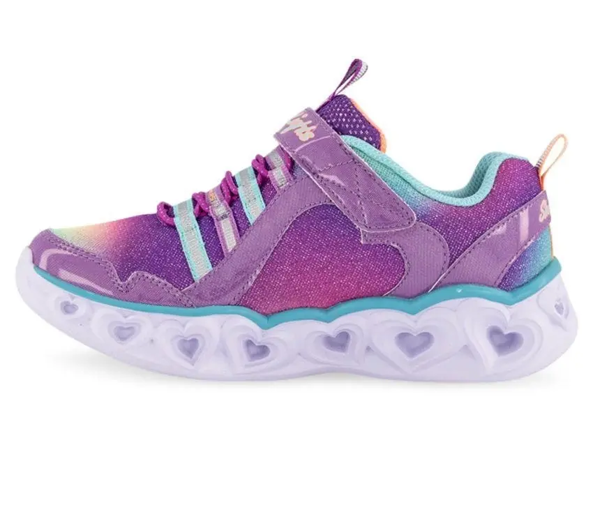 Kids Skechers Heart Lights Rainbow Lux Purple/Multi Girls Light Up Sneakers