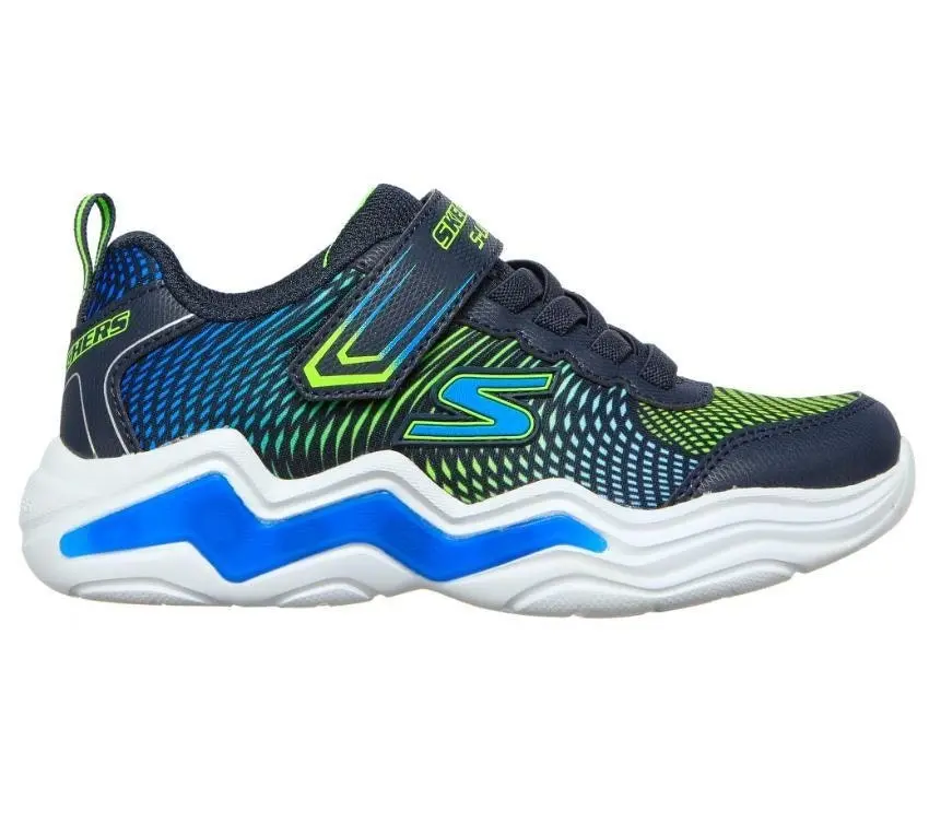 Kids Skechers Erupters Iv Navy/Lime Boys Light Up Trainers