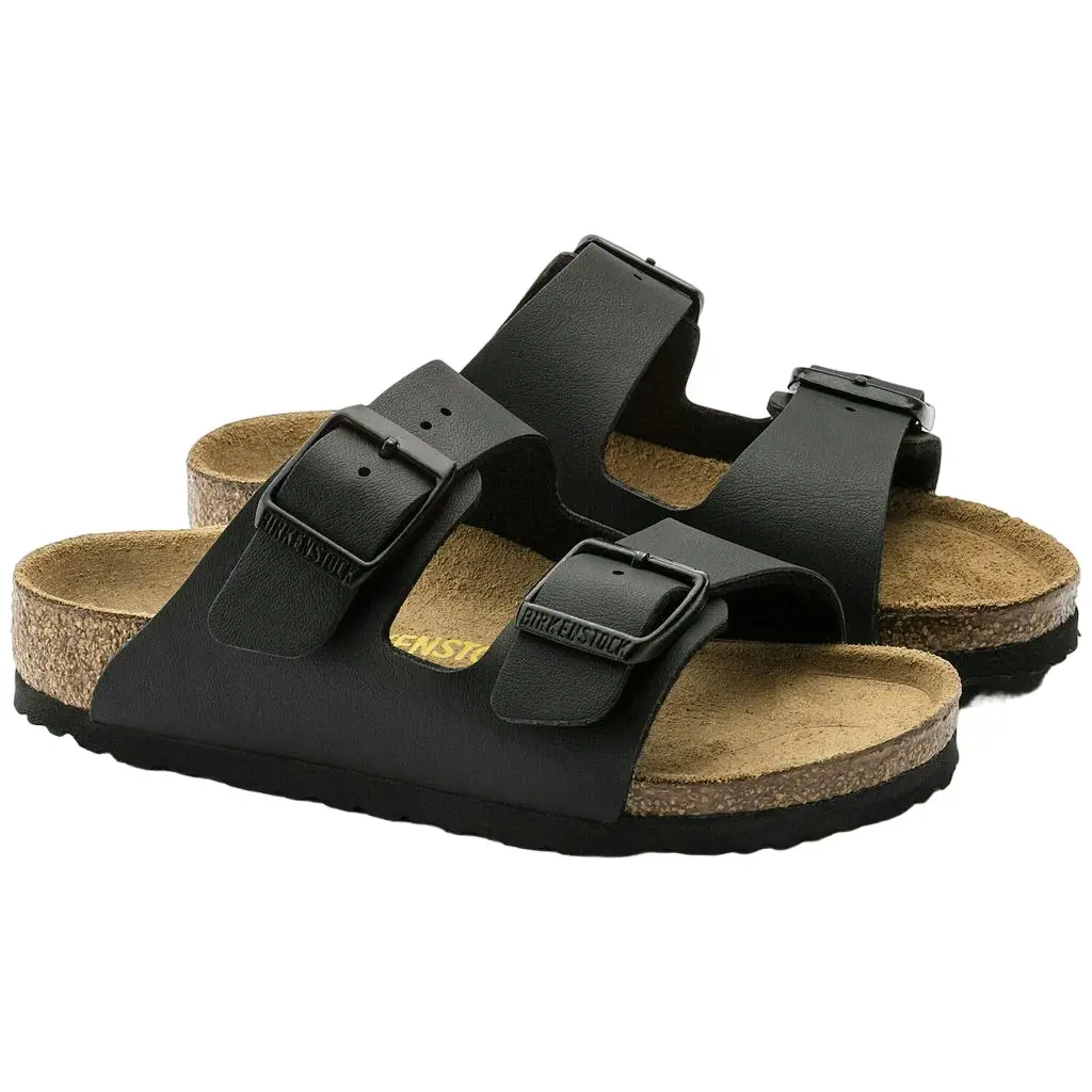 Kids Birkenstock Arizona Birko-Flor Narrow Black Slip On Sandals