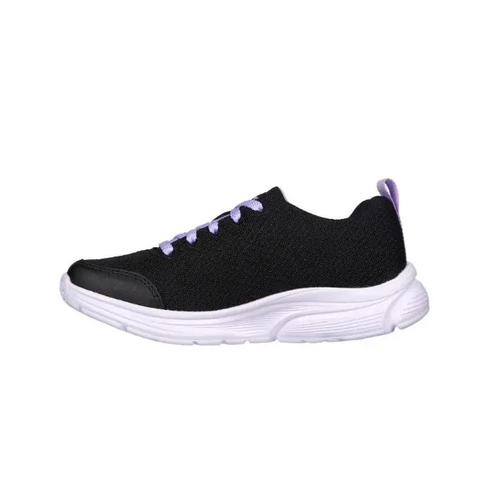 Girls Skechers Wavy Lites Black Slip On Kids Sneaker Shoes