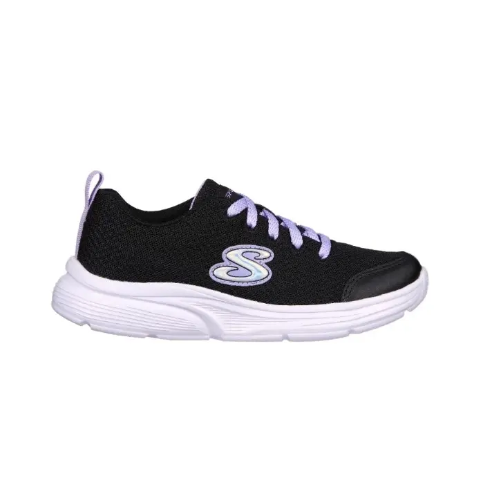 Girls Skechers Wavy Lites Black Slip On Kids Sneaker Shoes