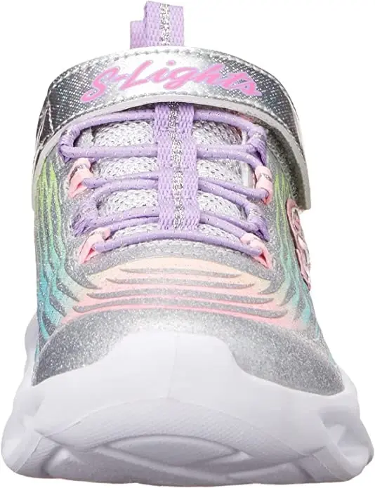 Kids Skechers Twisty Brights - Mystical Bliss Silver/Multi Comfy Running Shoe