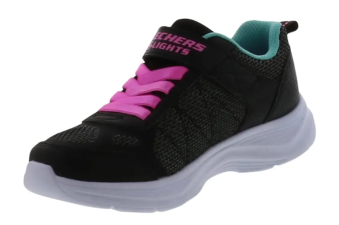 Kids Skechers Glimmer Kicks - Fresh Glow Black Comfy Running Shoes