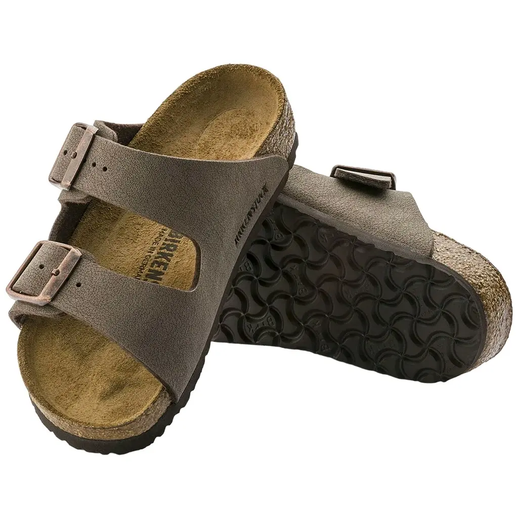 Kids Birkenstock Narrow Arizona Birko-Flor Birkibuc Mocha Slip On Sandals