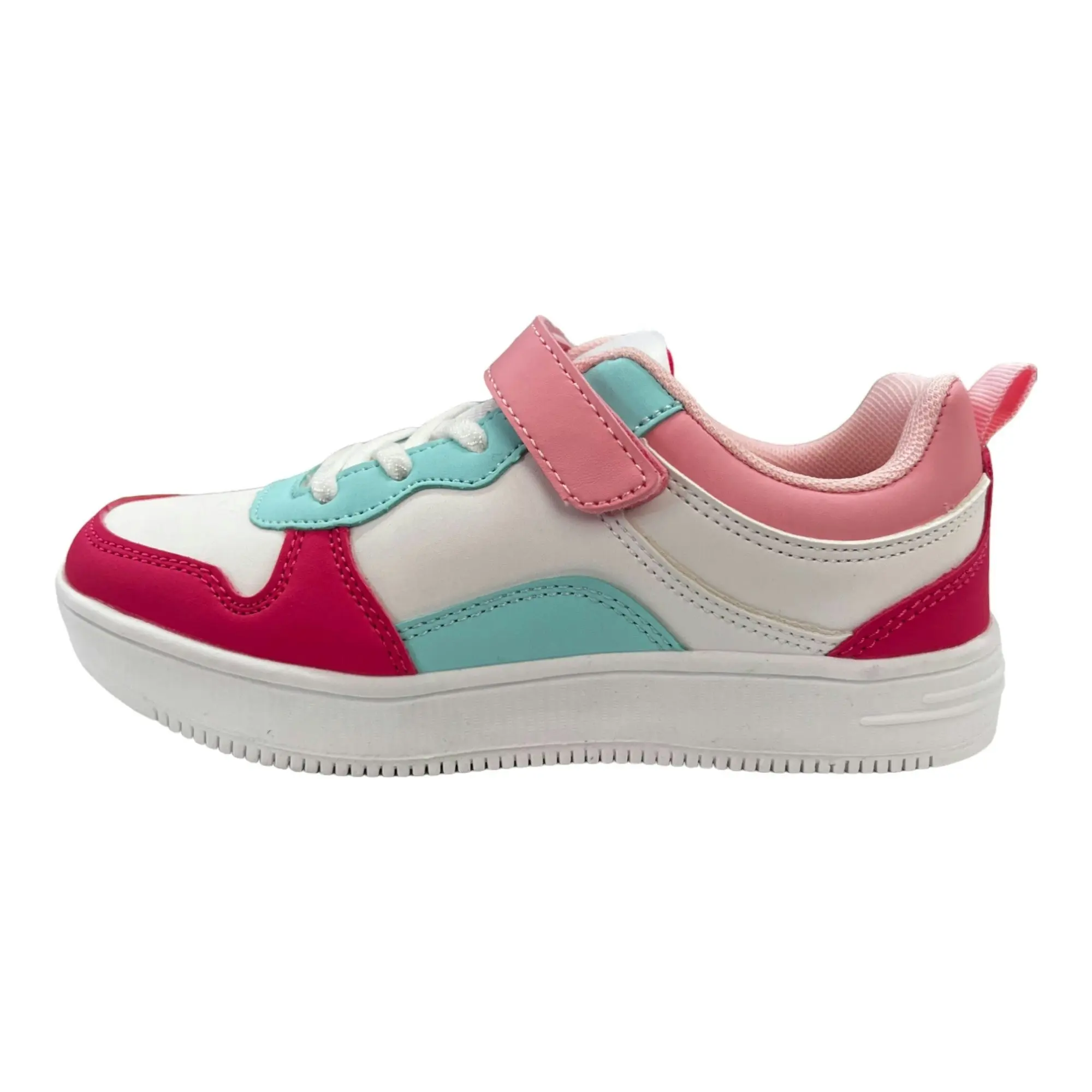 Grosby Hoop G Pink/ White/ Blue Girls Kids Sneakers Velcro Shoes