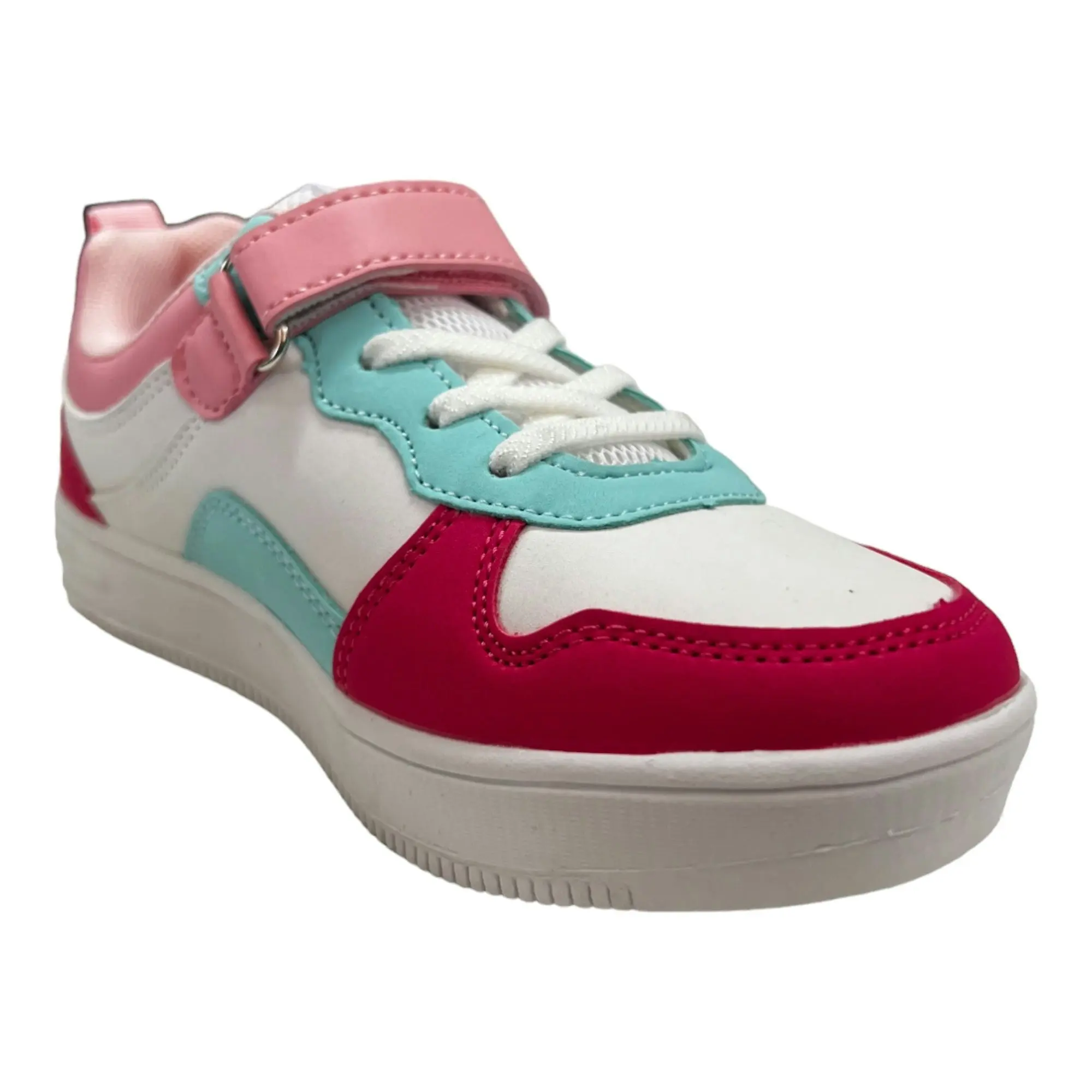 Grosby Hoop G Pink/ White/ Blue Girls Kids Sneakers Velcro Shoes