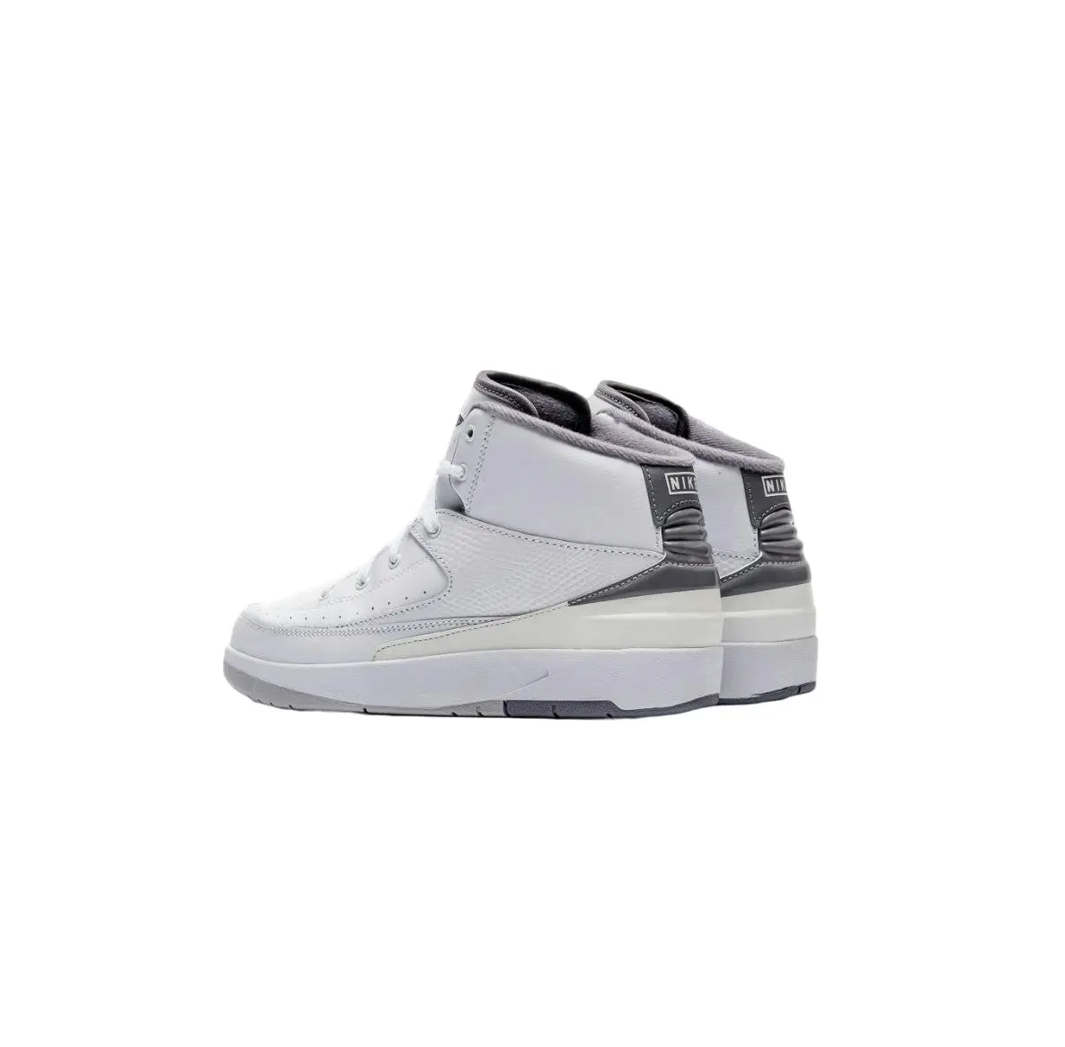 Kids Nike Air Jordan 2 Retro White/ Grey Athletic Shoes