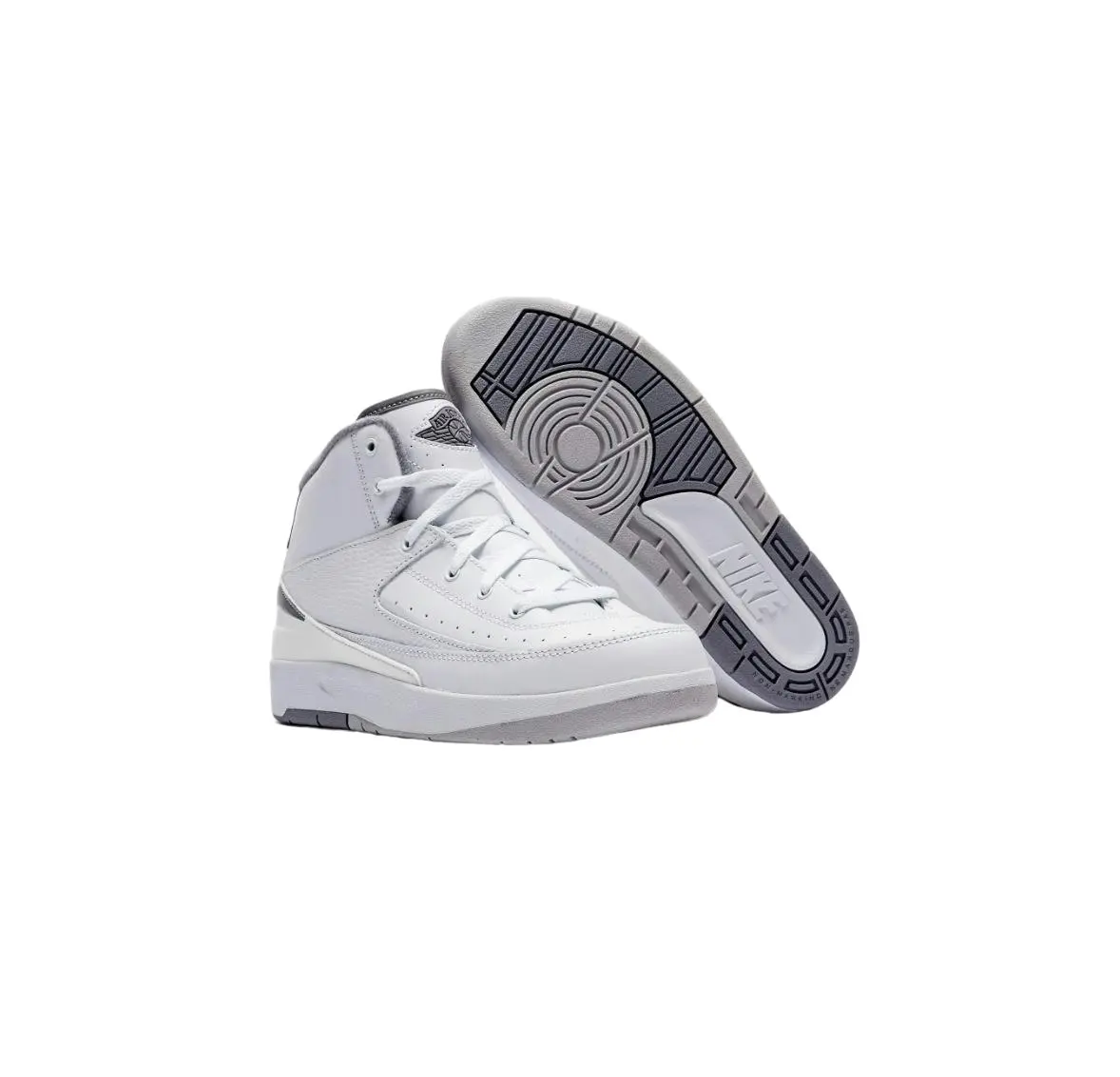 Kids Nike Air Jordan 2 Retro White/ Grey Athletic Shoes