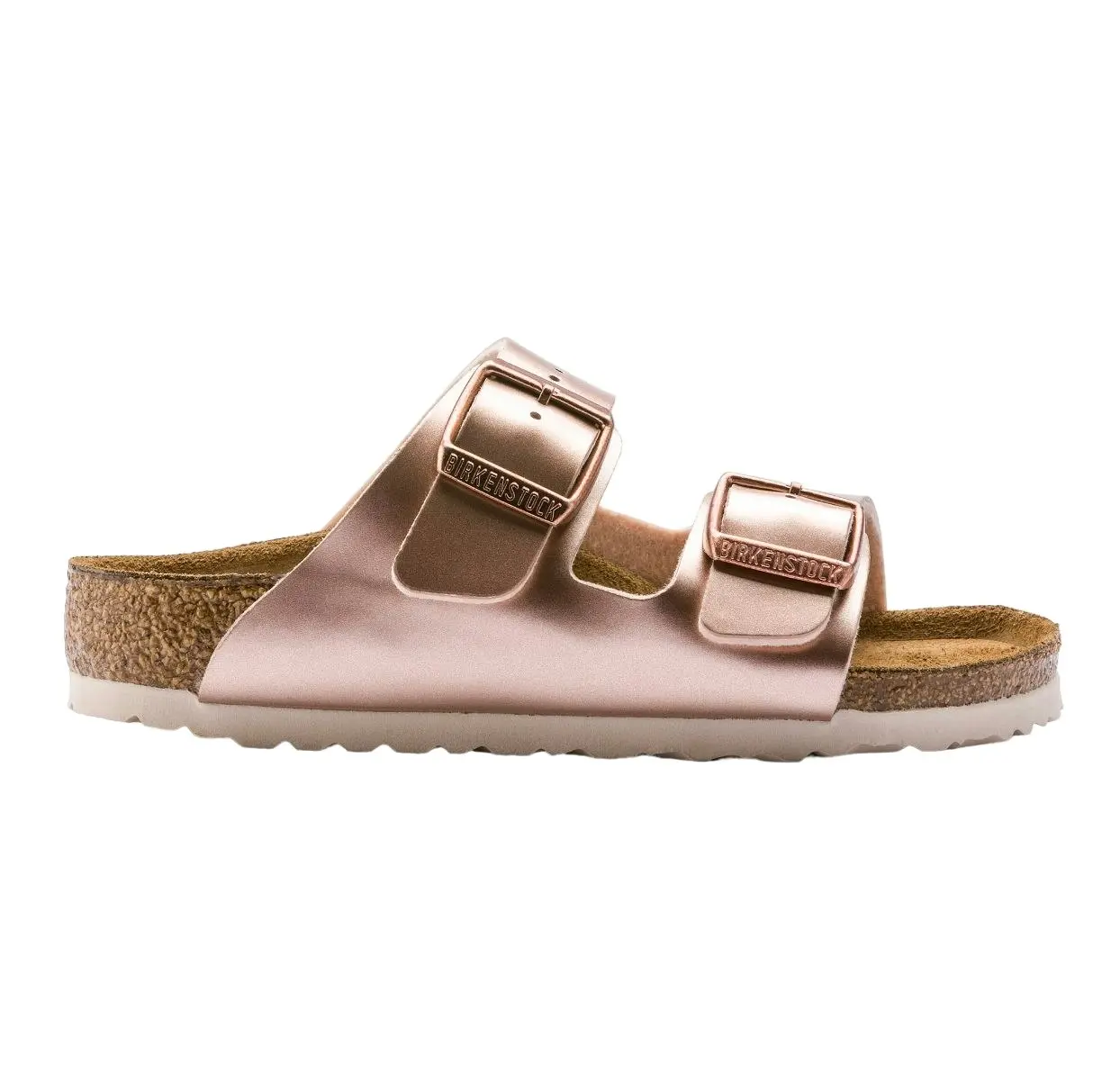 Kids Birkenstock Arizona Birko-Flor Metallic Copper Unisex Slip On Sandals