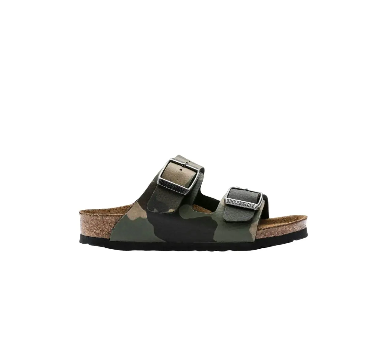 Kids Birkenstock Arizona Birko-Flor Camo Khaki Unisex Slip On Sandals