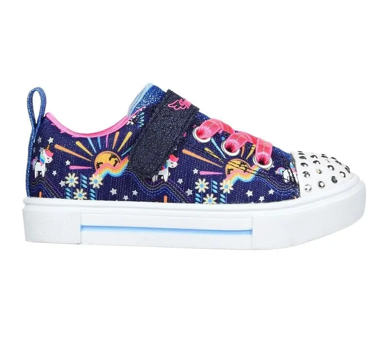 Infant Toddlers Skechers Twinkle Sparks - Unicorn Sunshine Navy/Multi Comfy Walking Shoe