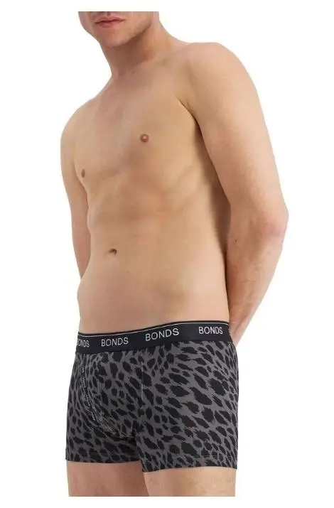 5 x Mens Bonds Guyfront Trunks Underwear Grey Leopard Print