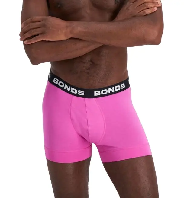 15 X Mens Bonds Total Package Trunks Underwear Charcoal / Pink / Grey