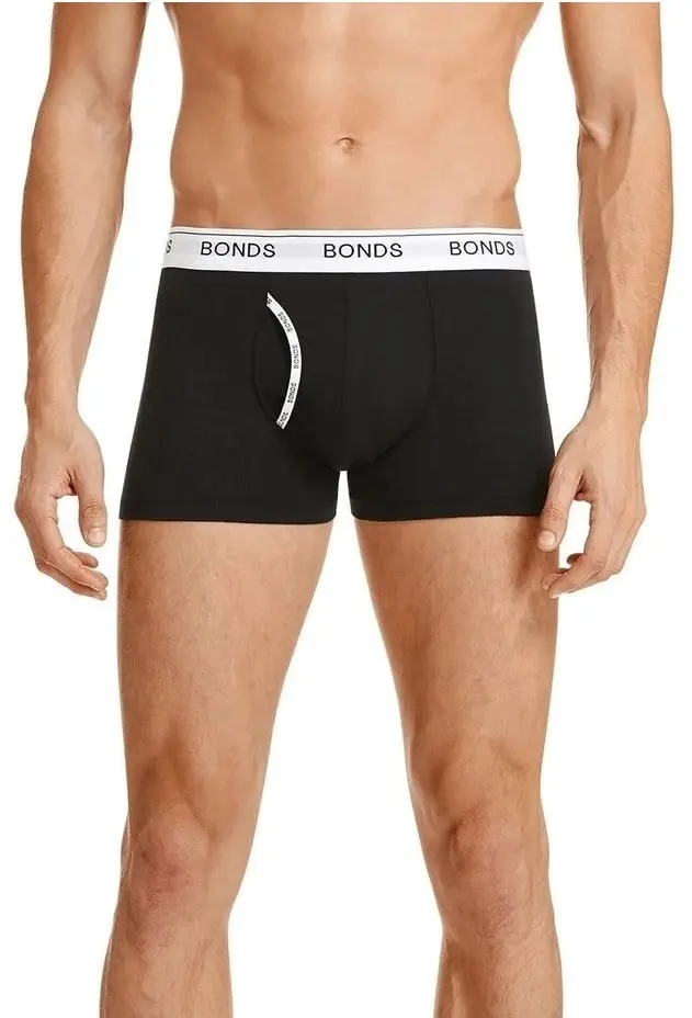 3 x Mens Bonds Guyfront Trunk Underwear Black Pack Undies